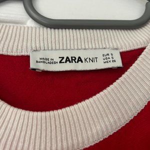 Zara Womens Red and White Jumper